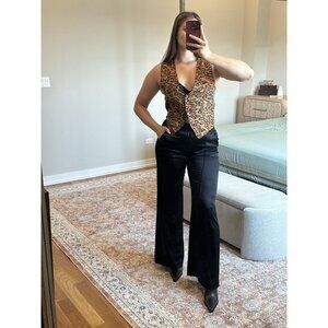 Carol Horn Workshop Black & Cheetah Print Vest Size S